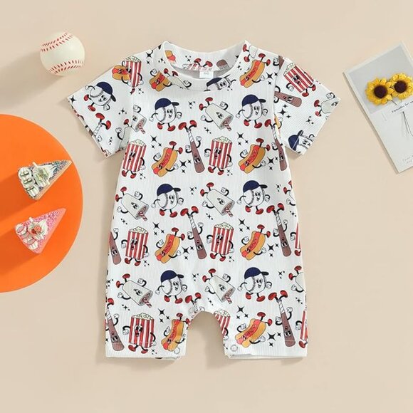 Newborn Infant Baby Boy Girl One Piece Romper Bodysuit Game Day Outfit 😊 - Picture 6 of 6